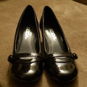 Girls black 2 inch heels